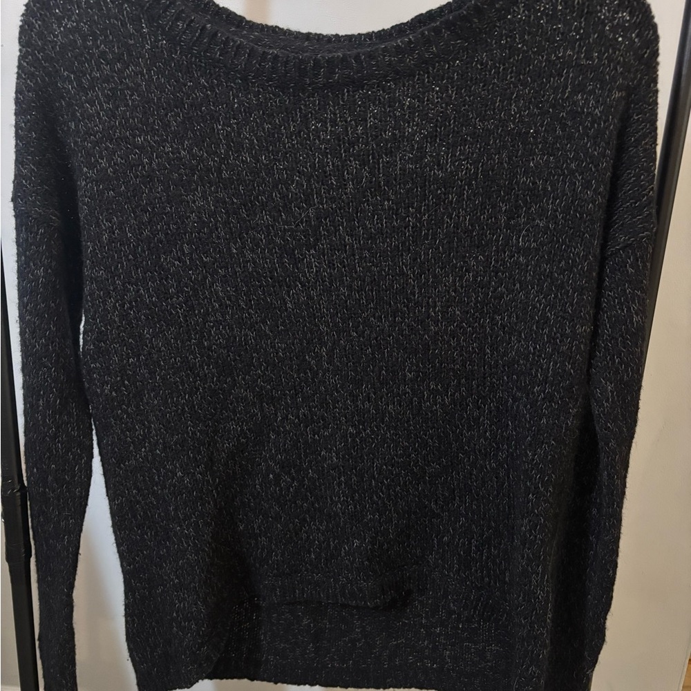 Women’s Black Marled Crewneck Sweater